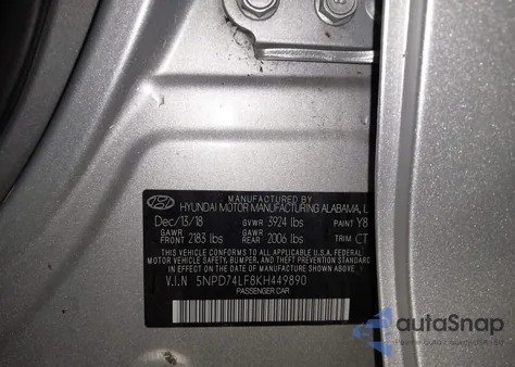 2019 Hyundai Elantra Se z USA, uszkodzony, nr VIN 5NPD74LF8KH449890